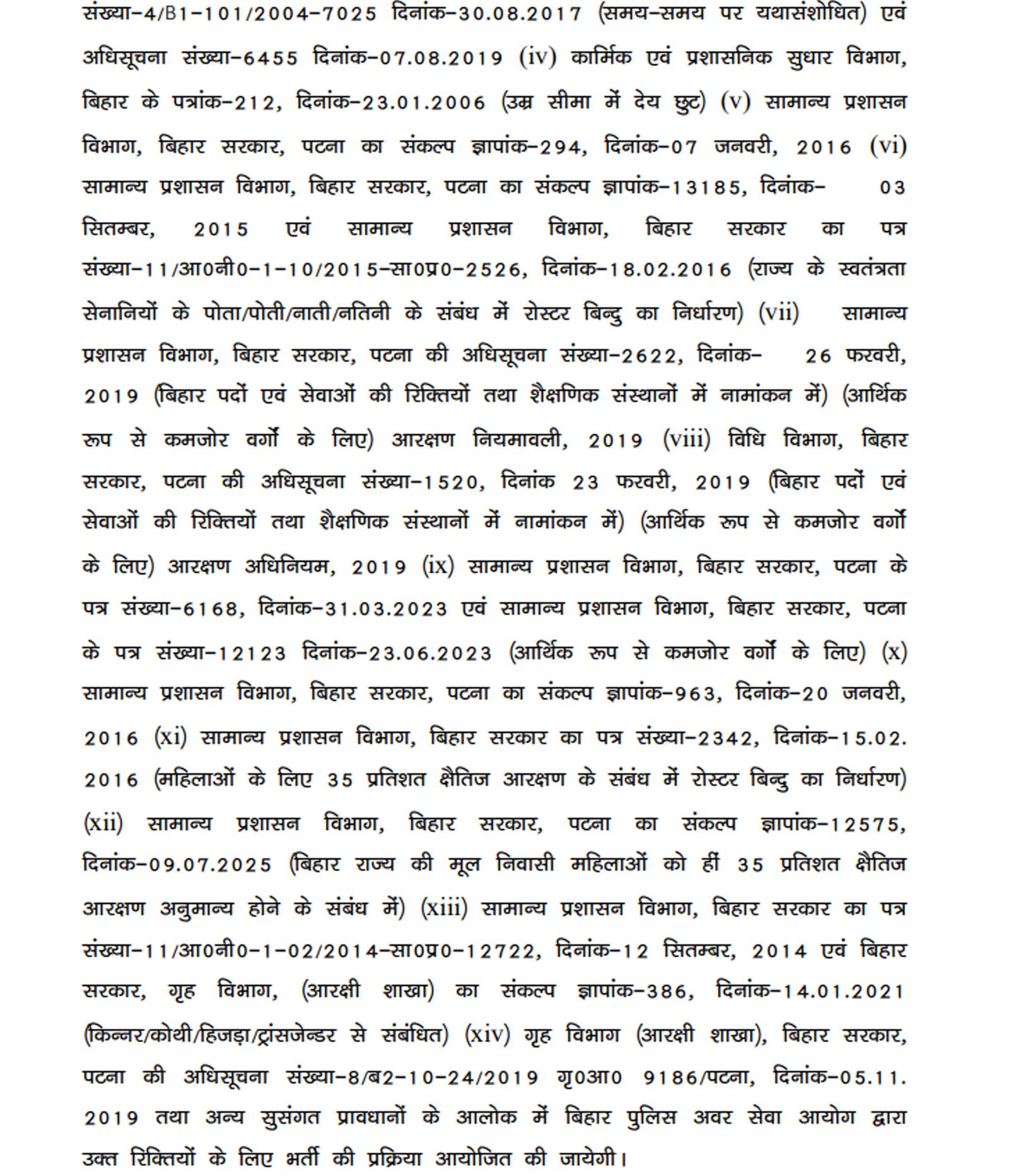Bihar Police SI Recruitment Notice 2025