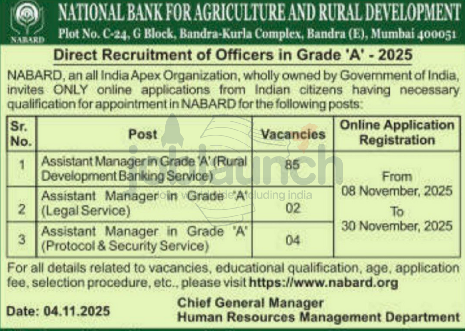 Assistant Manager NABARD Recruitment 2025