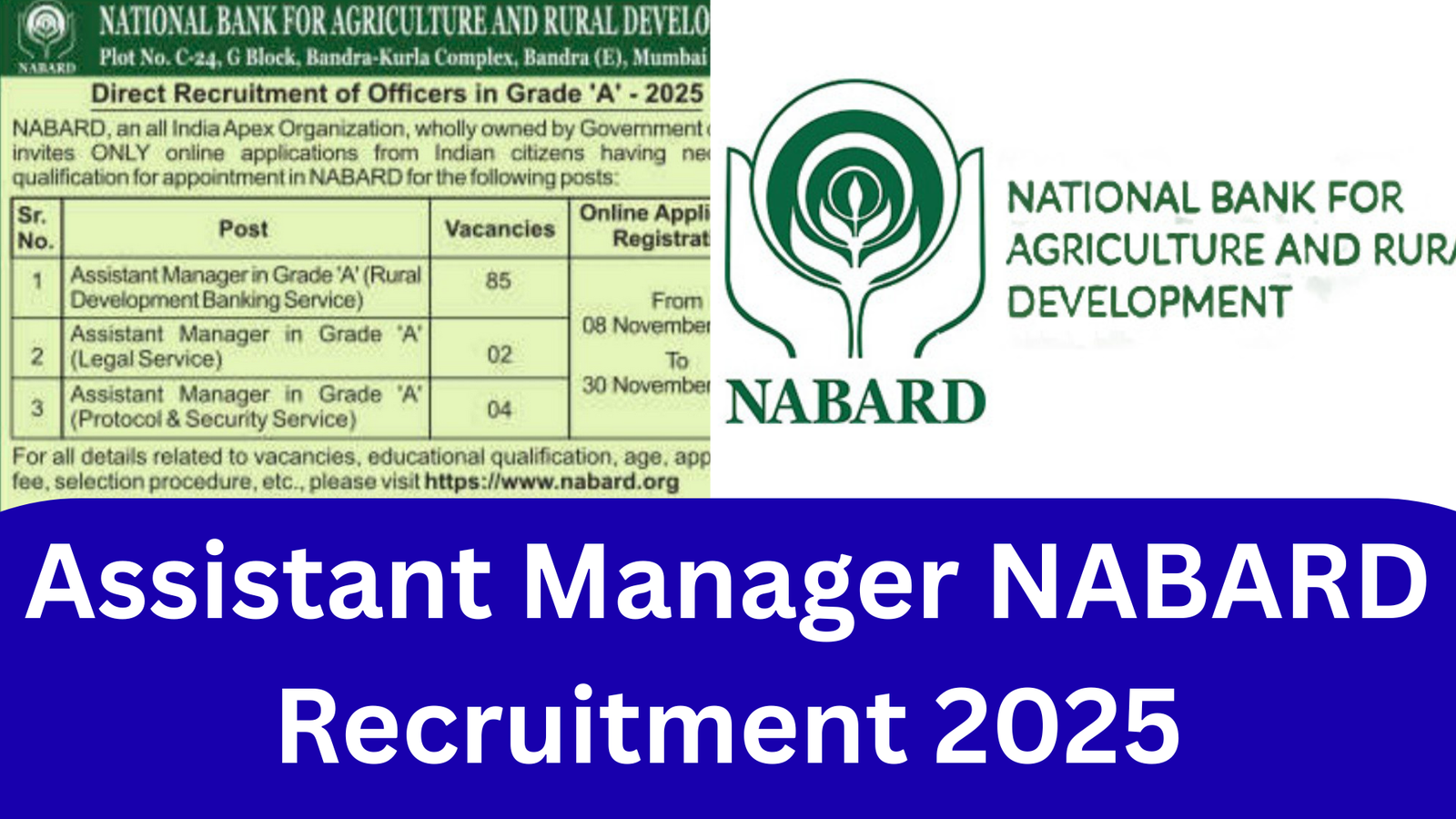 Assistant Manager NABARD Recruitment 2025